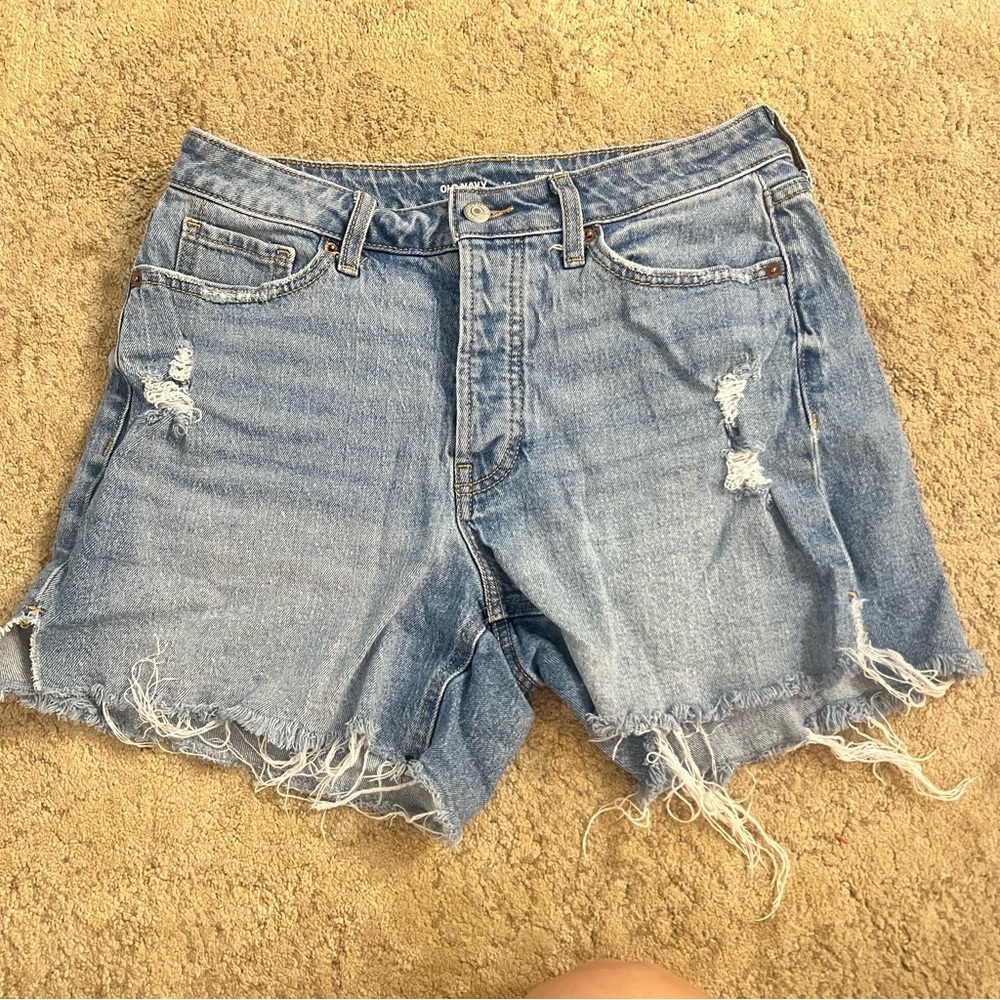 Old Navy Size 10 Women's Distressed Denim Shorts Highrise Curvy OG Straight